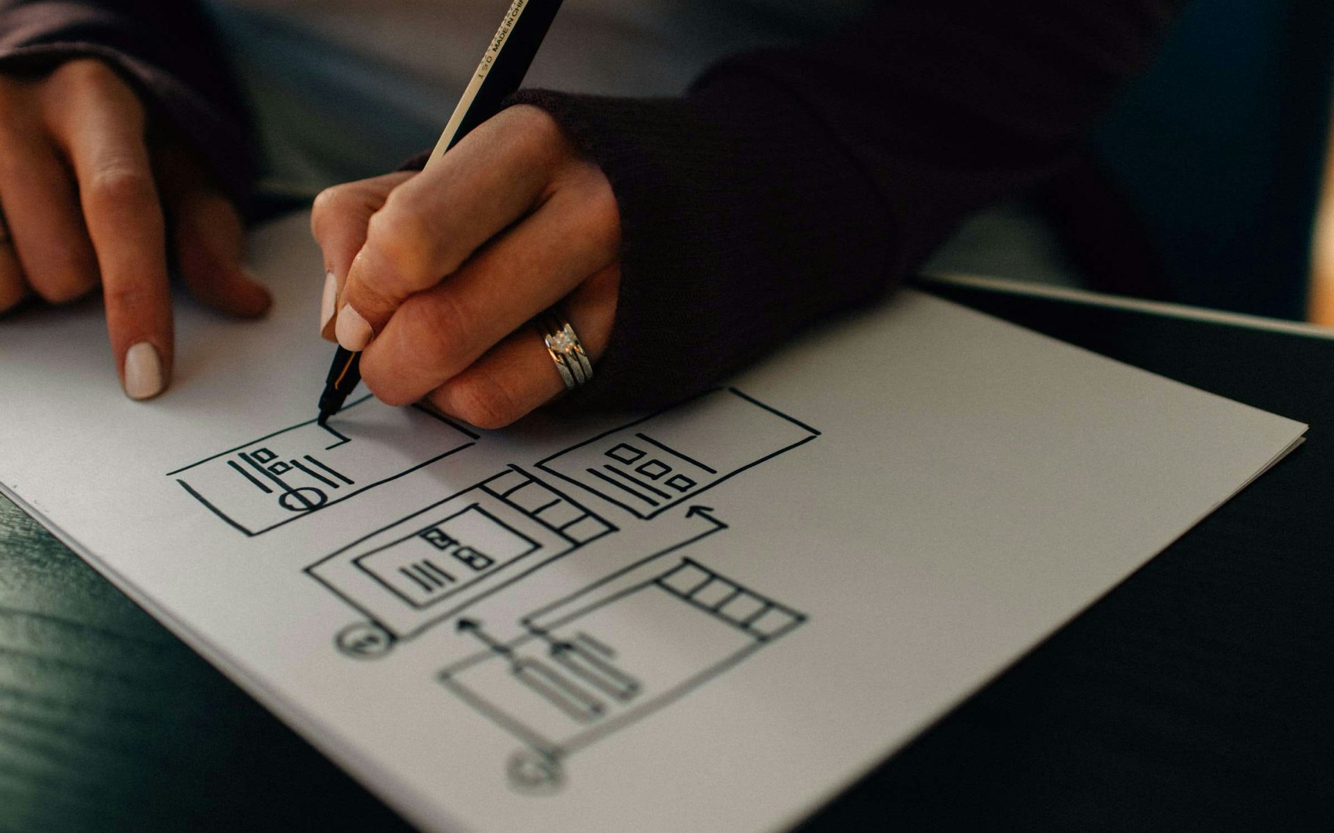 Person drawing out a wireframe
