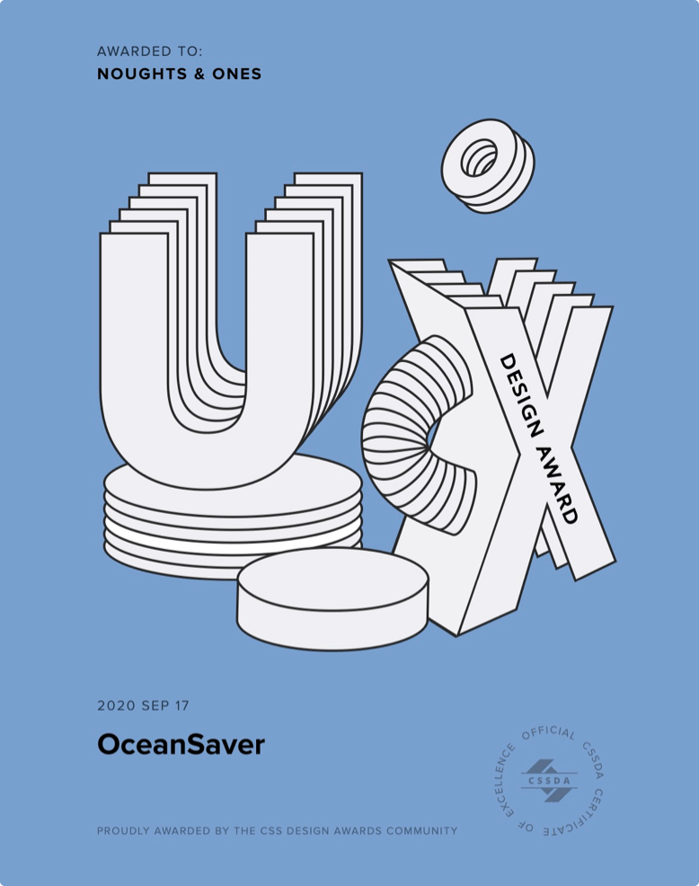 CSSDA UX Design Award for OceanSaver by Noughts & Ones 