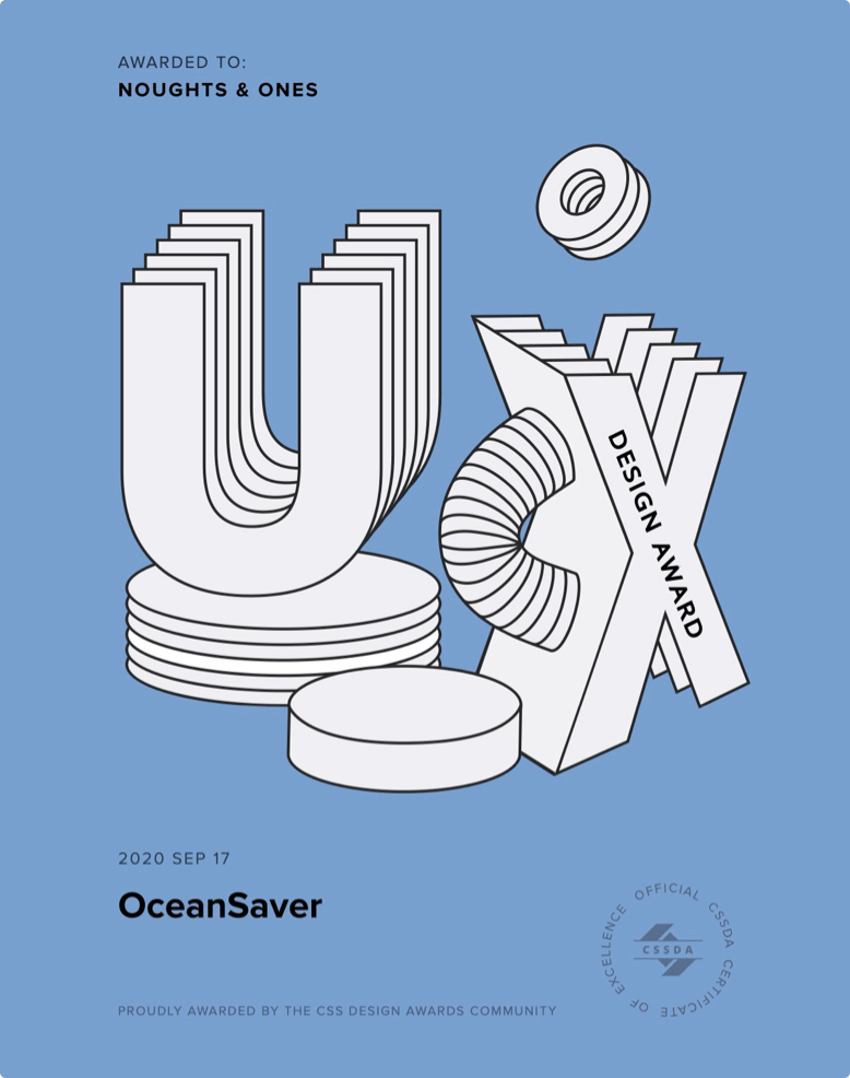 CSSDA UX Design Award for OceanSaver by Noughts & Ones