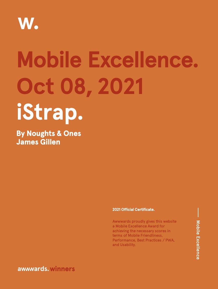 Awwwards Mobile Excellence Award for iStrap by Noughts & Ones