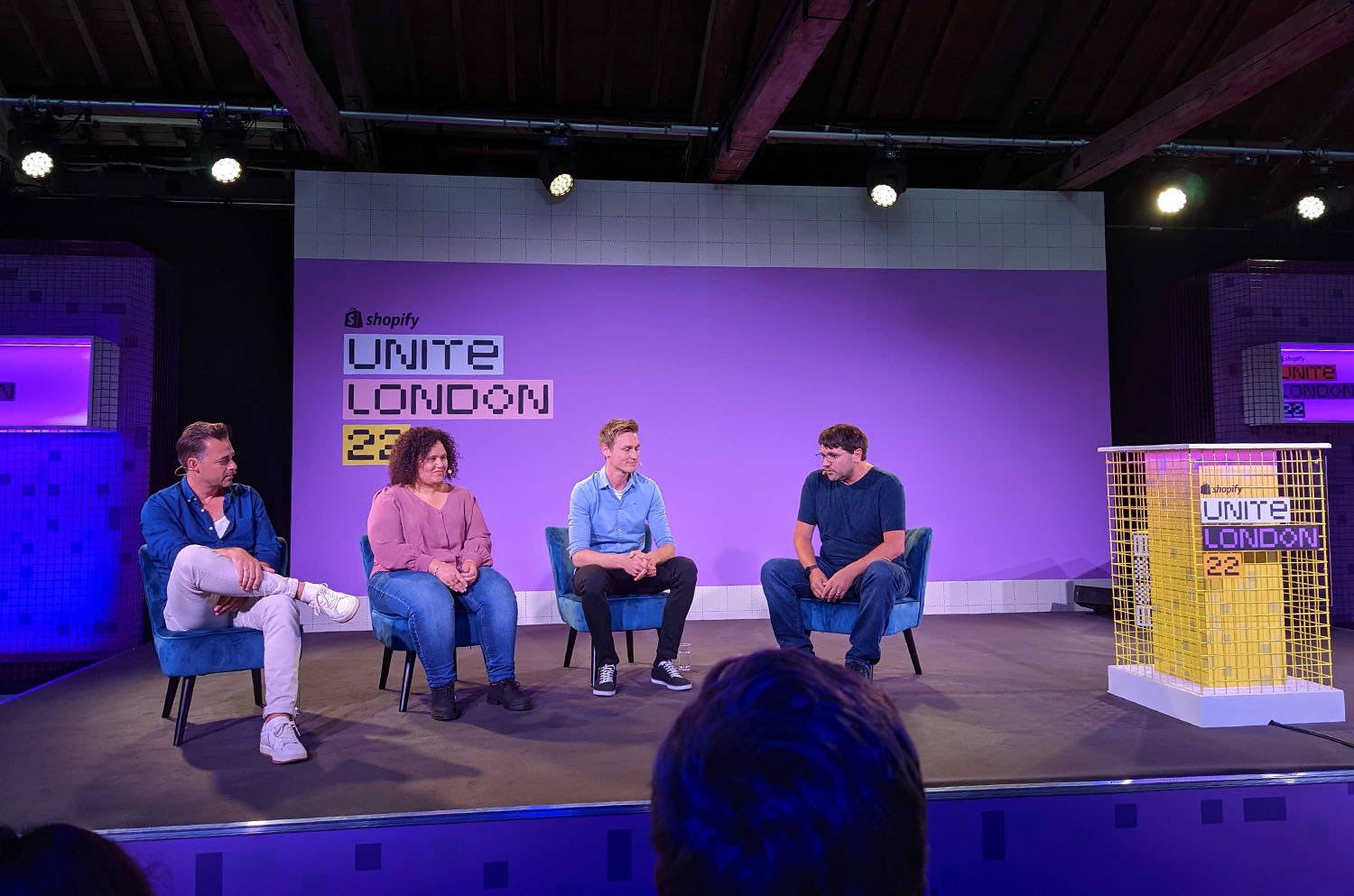 A panel discussion at London's 2022 Shopify Unite conference.