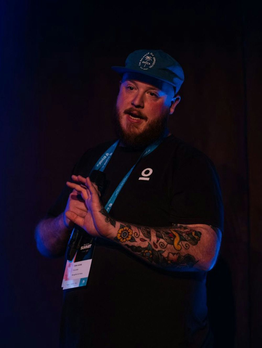 Tom Locke talking at Blue Earth Summit. Photo by Oli Garnett.