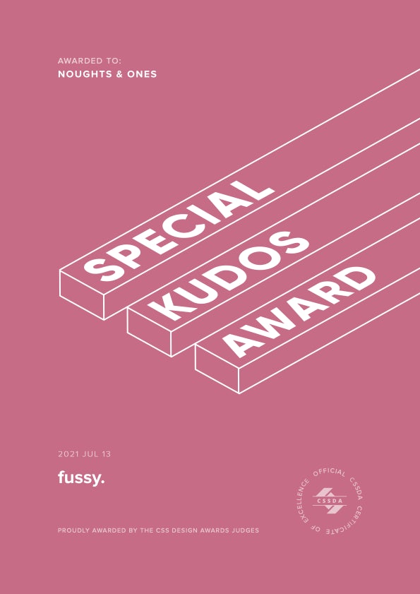 CSSDA Special Kudos award for fussy by Noughts & Ones