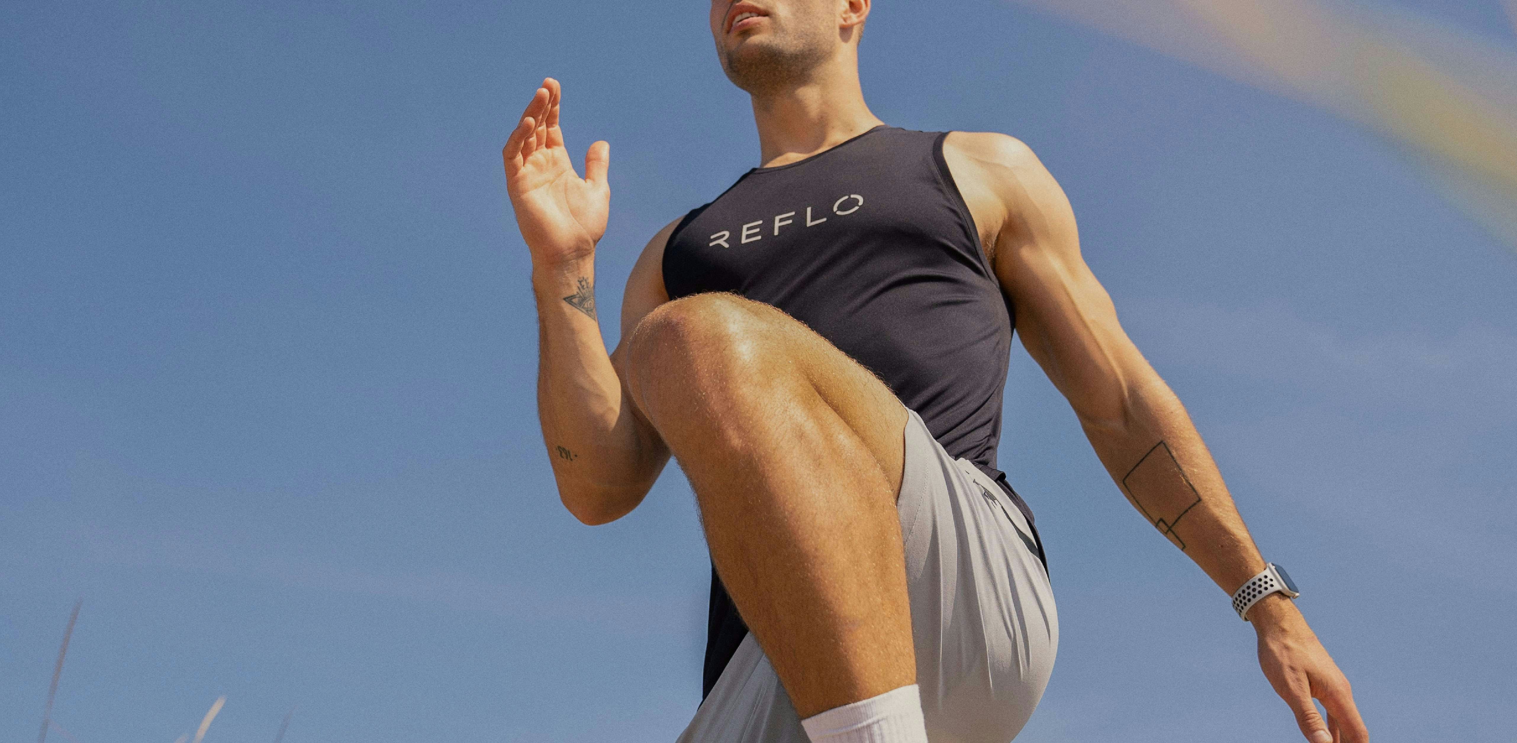 Man working out in Reflo clothing