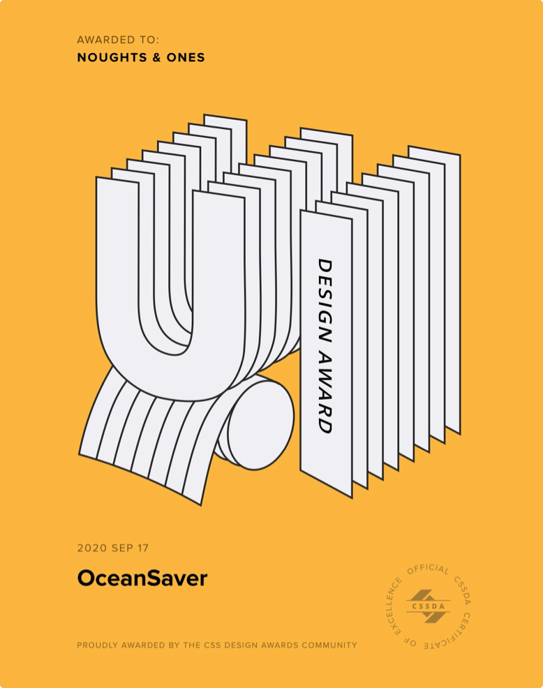 CSSDA UI Design Award for OceanSaver by Noughts & Ones