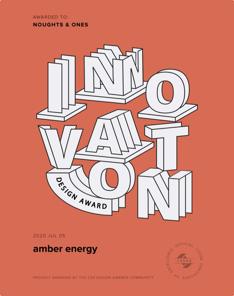 CSSDA Innovation Design Award for amber energy by Noughts & Ones