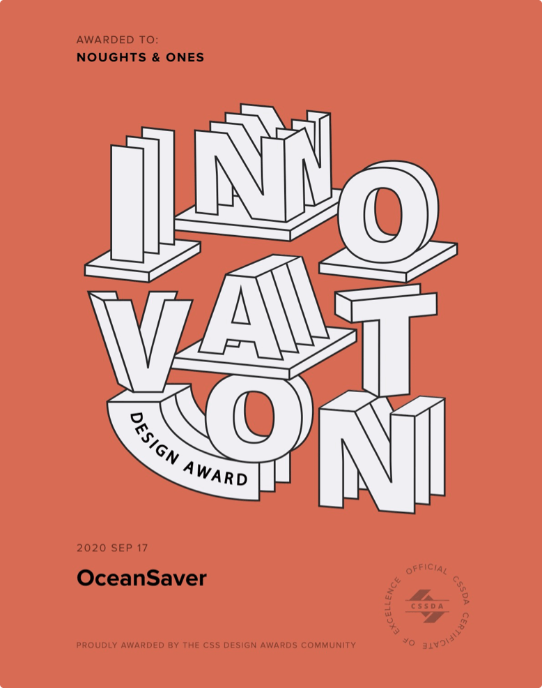 CSSDA Innovation Design Award for Oceansaver by Noughts & Ones 