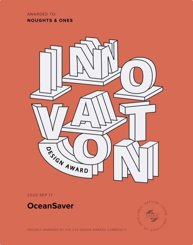 CSSDA Innovation Design Award for Oceansaver by Noughts & Ones