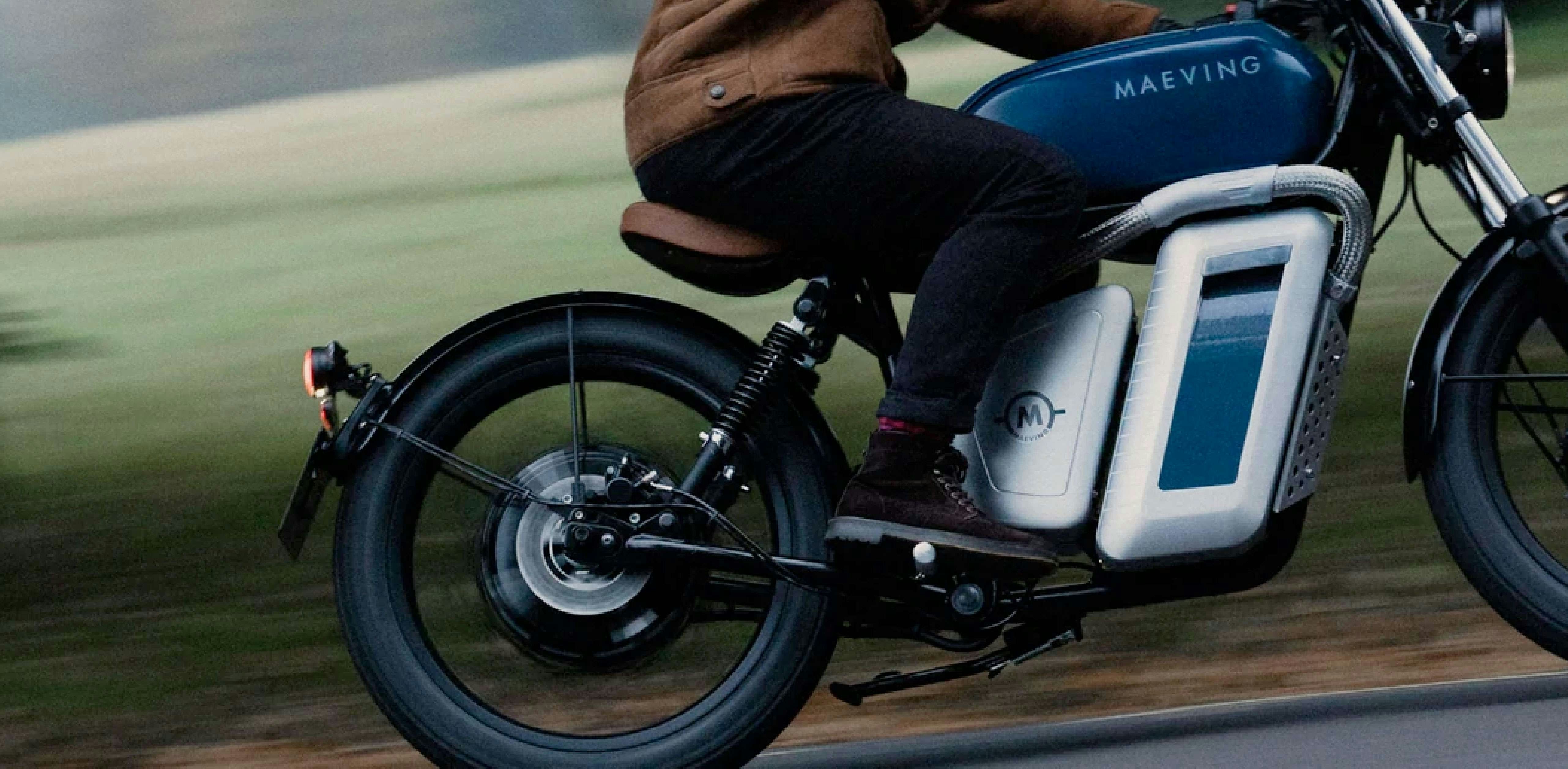 Person riding a Maeving electric motorcycle