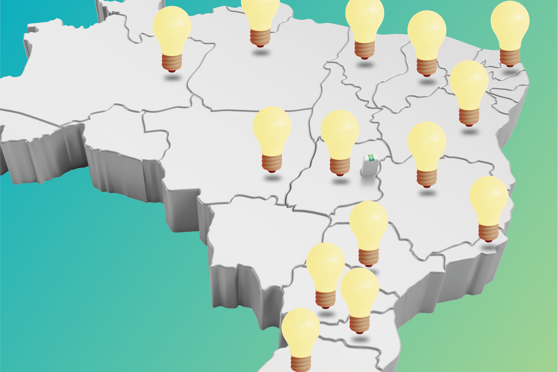 a do brasil com lâmpadas nos estados indicando mercado livre no Brasil