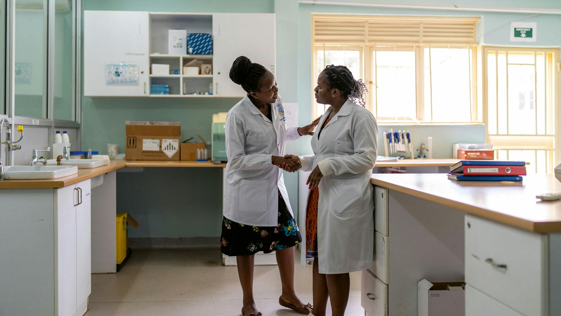 Researchers at the laboratories in Uganda and Tanzania.