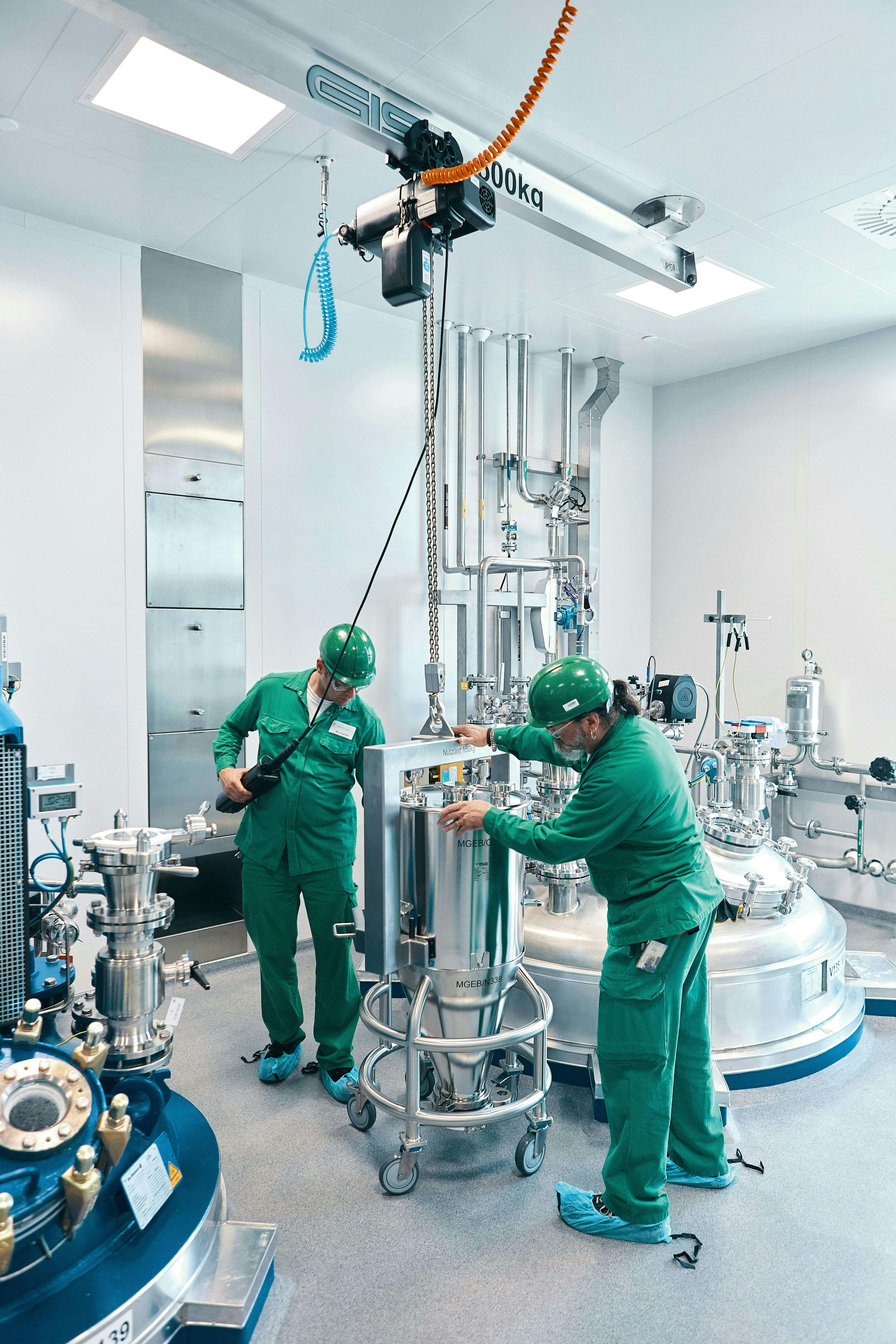 Operators prepare the initial production steps at Schweizerhalle.