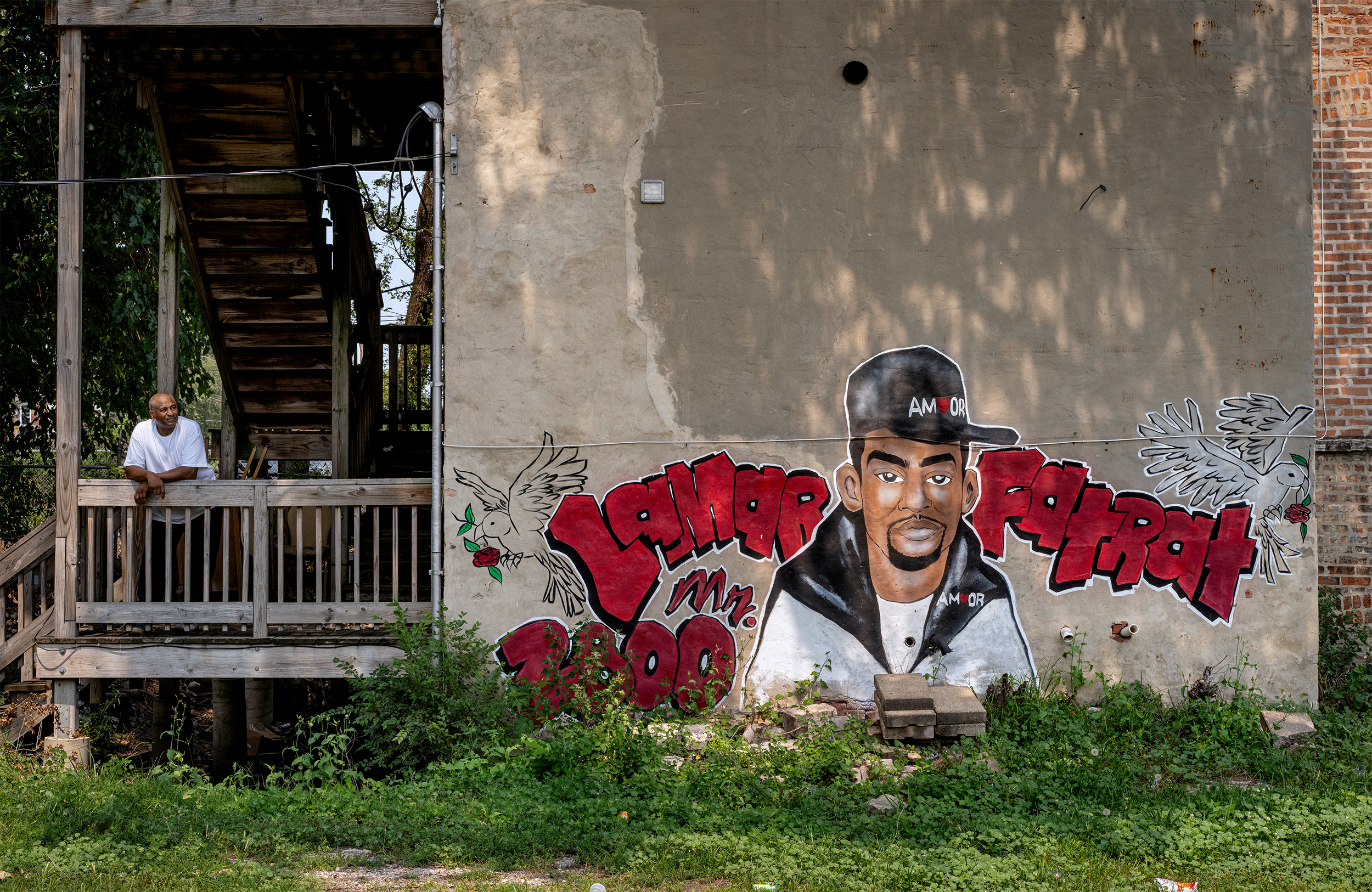A mural with a gunshot victim in West Side Chicago. The boy was killed at the age of 19.
