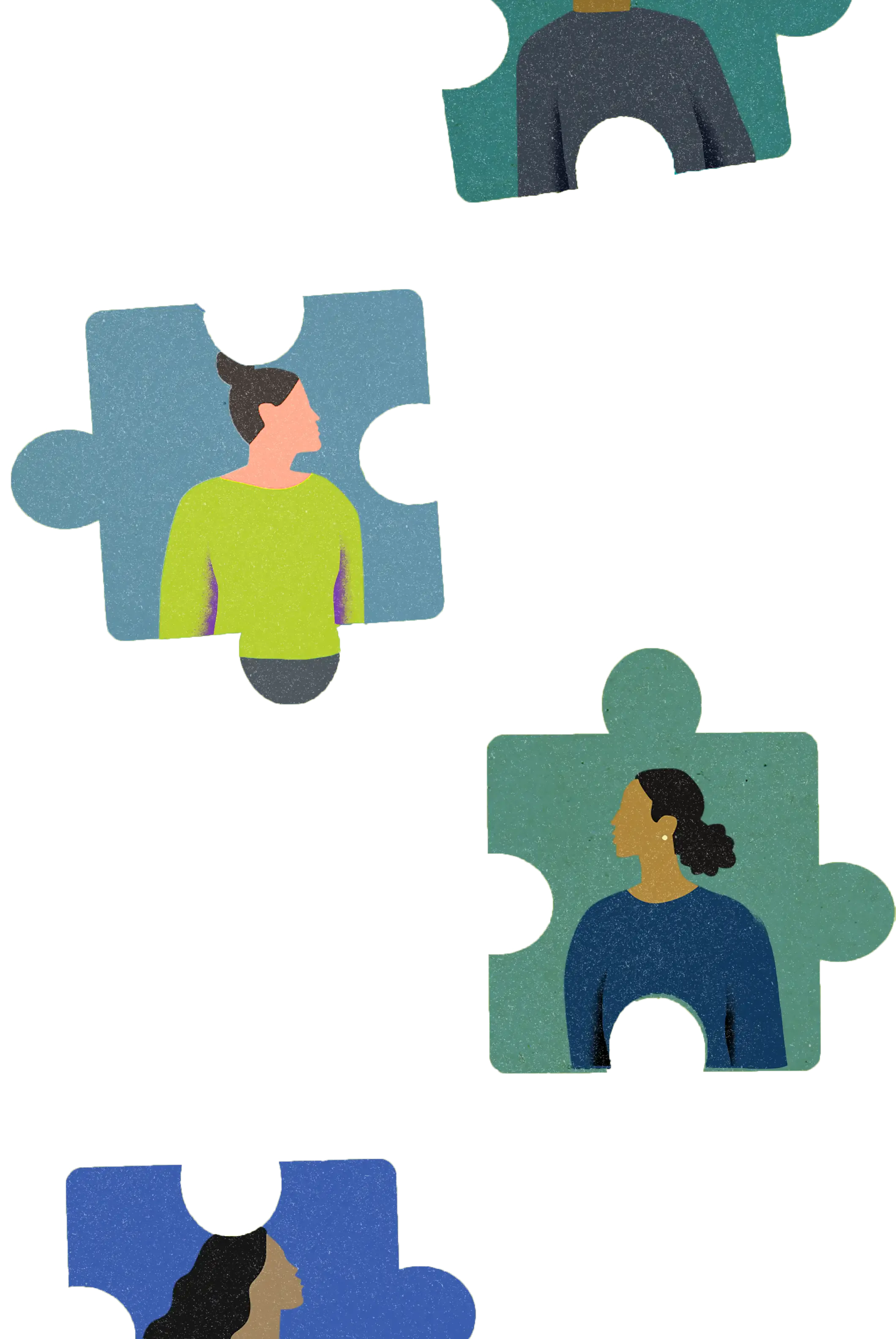 Puzzle pieces with people