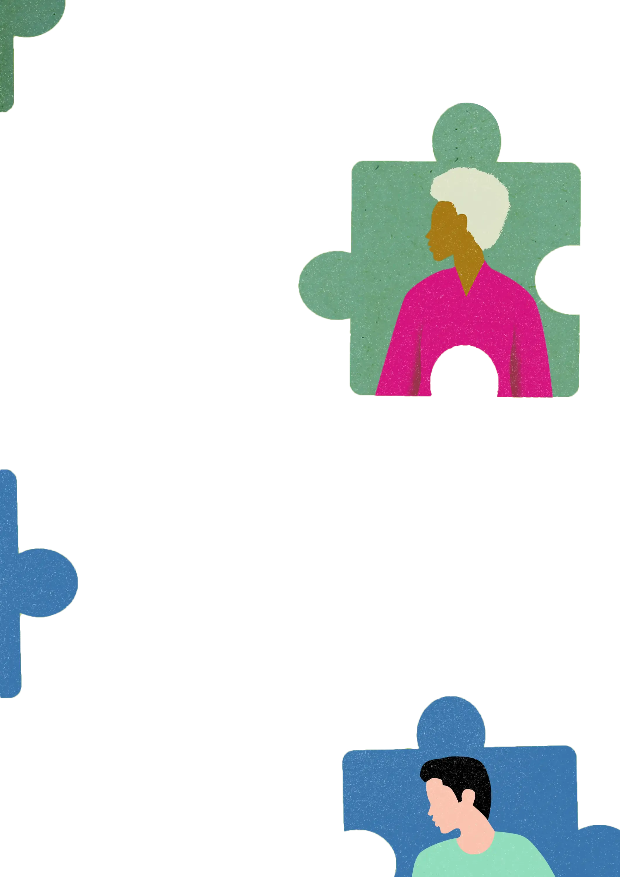 Puzzle pieces with people