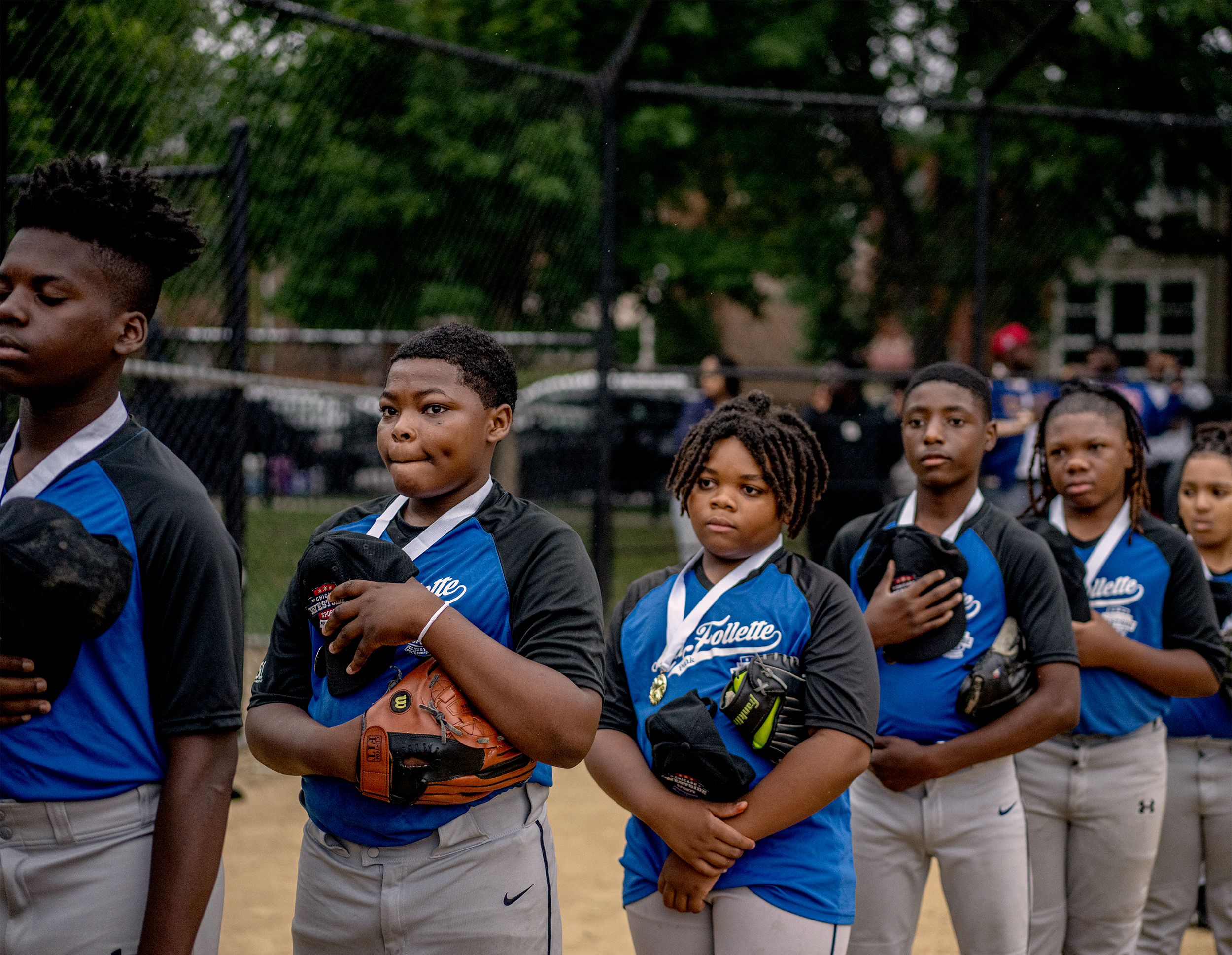 Boys playing baseball in Moore Park