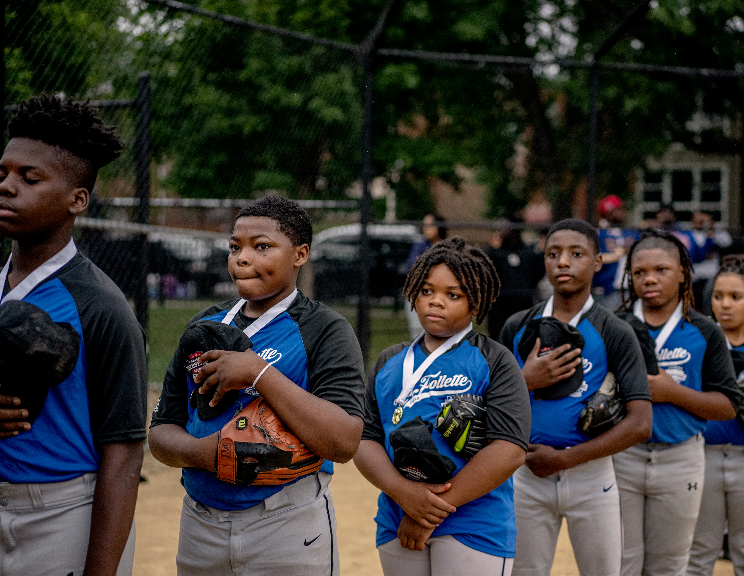 Boys playing baseball in Moore Park