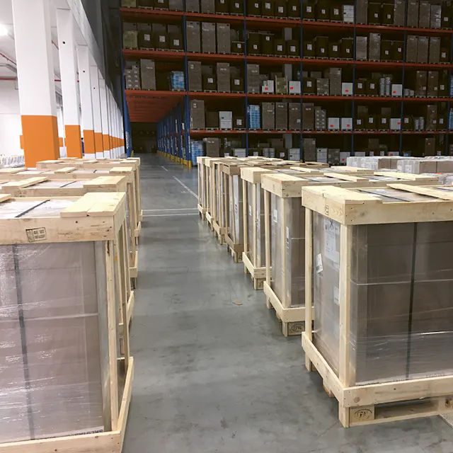 Large packages with medicines wait to be shipped to the next destination.