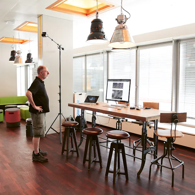 Larry da Ponte in front of his infrared array sensor.