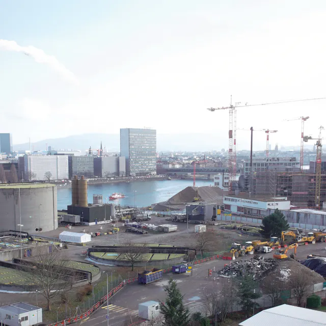 Ugine Kuhlmann (center) and the surrounding industrial area in the area where Switzerland, France and Germany meet.