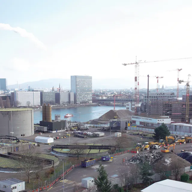 Ugine Kuhlmann (center) and the surrounding industrial area in the area where Switzerland, France and Germany meet.