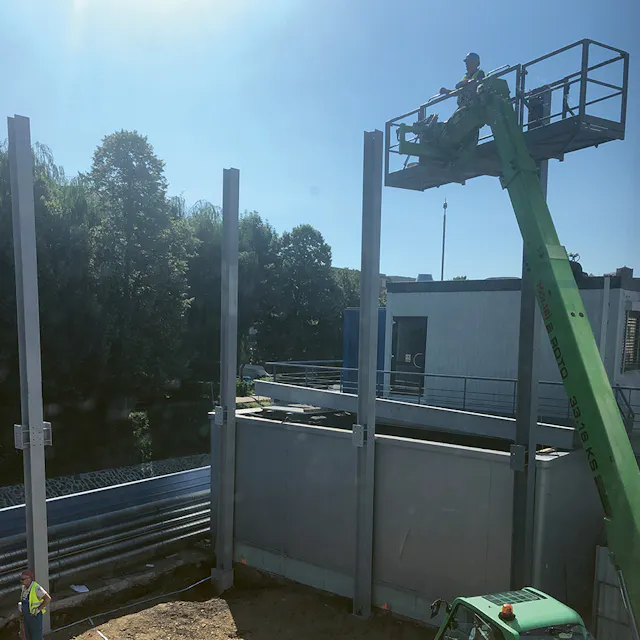 Workers had to develop ingenious processes to erect the water treatment facility.