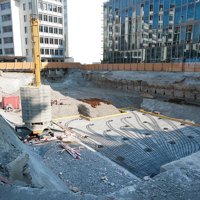 Earth probe drillings for the building at Fabrikstrasse 18.