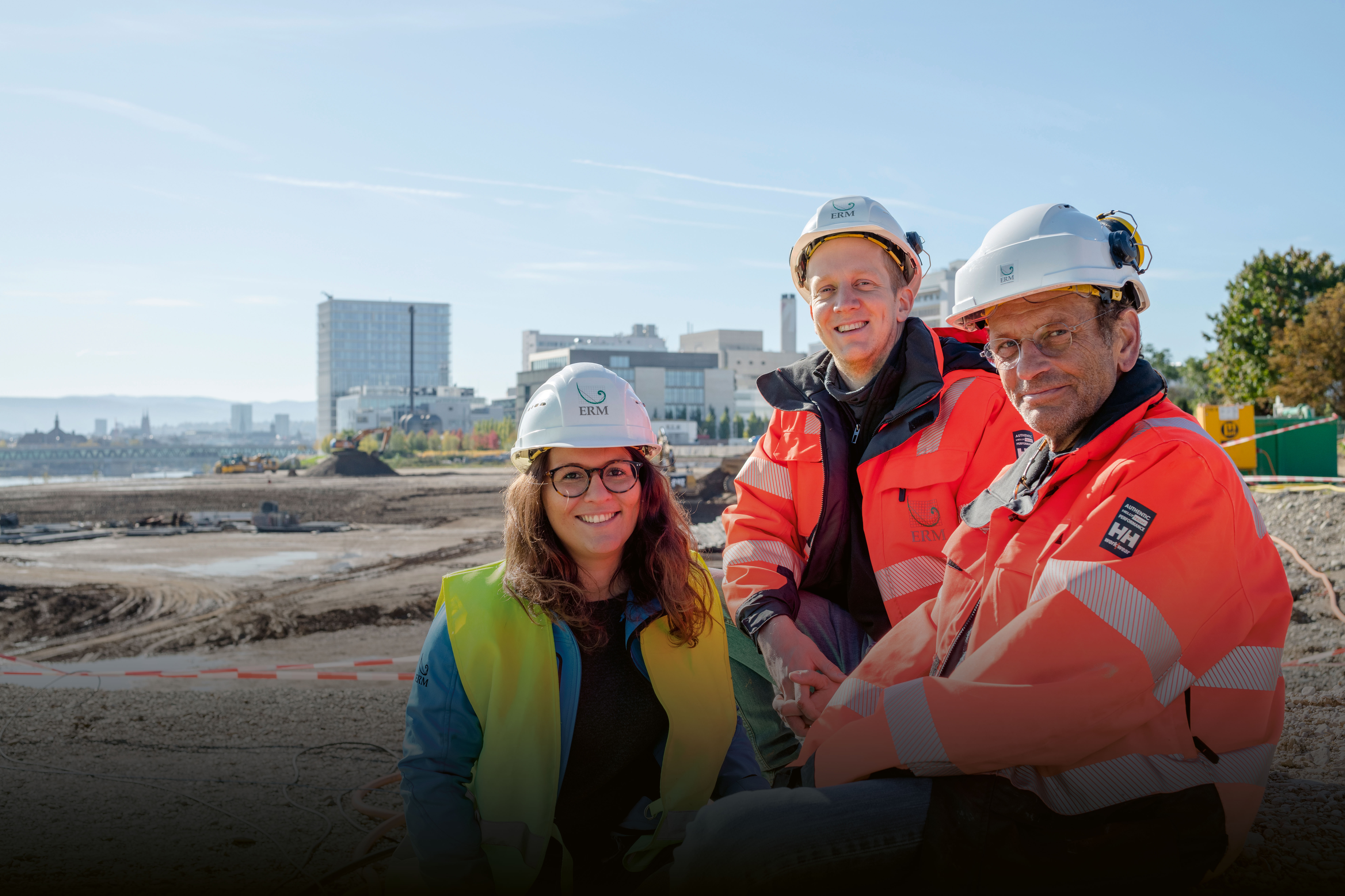 The ERM team from left to right: Hélène Bruzual-Alfonso  (consultant/project manager), Stefan Brendel (junior project manager), Klemens Mueller (general contracting project  manager). 