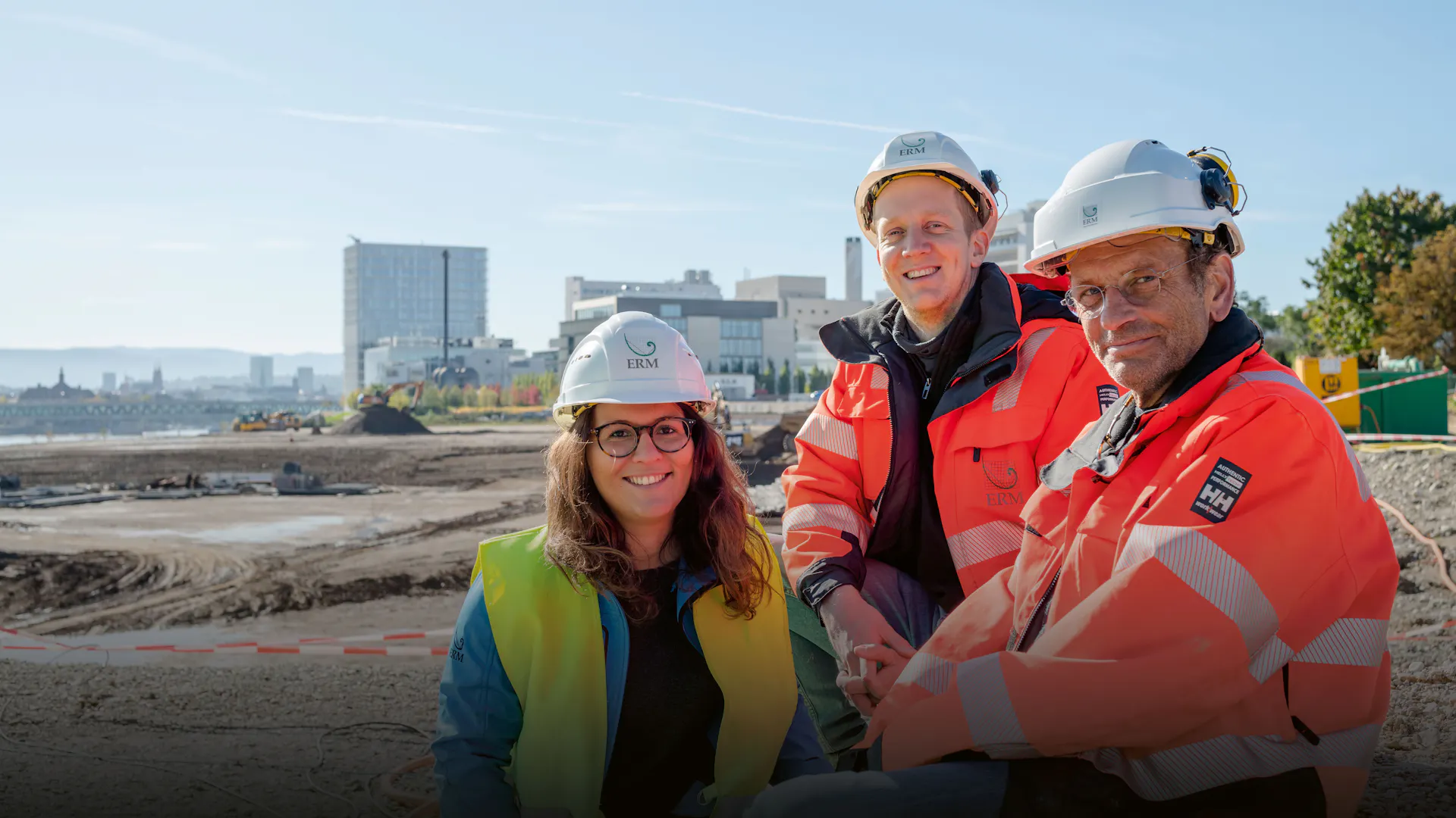 The ERM team from left to right: Hélène Bruzual-Alfonso  (consultant/project manager), Stefan Brendel (junior project manager), Klemens Mueller (general contracting project  manager). 