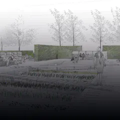 The sketch by Thorbjoern Andersson shows the southern part of the park that  was opened in 2012 as the Physic Garden.