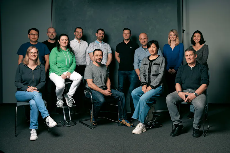 Chemical and Analytical Development Lab Team (from left to right): Sybille Müller (front), Van Tong Luu, Michael Marti, Maria Testa, Marek Mahut, Roger Humair (front), Herve Koehl, Richard Kaehny, Thorsten Klang, Fangli Zhang, Angelina Huber, Dominique Bixel, Sounia Touchene.
