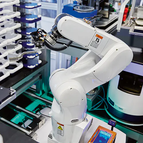 Robots prepare the test plates.