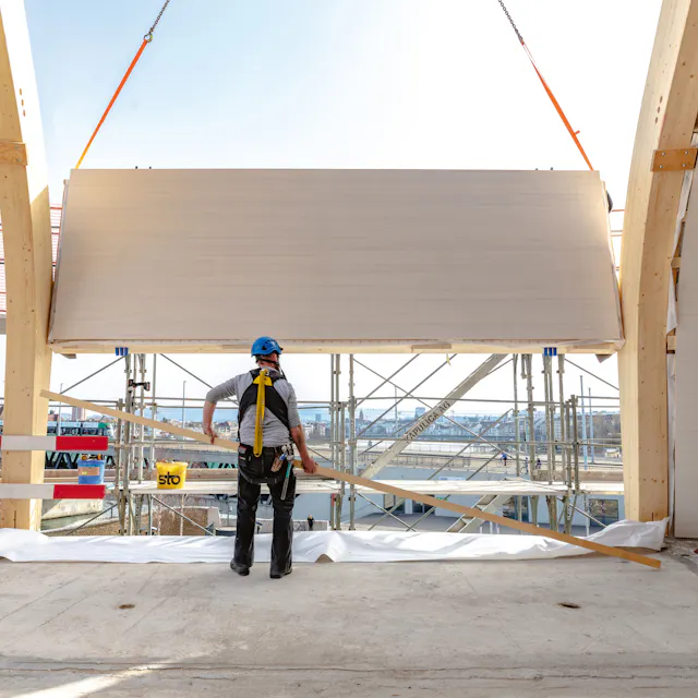 The installation of the prefabricated components...