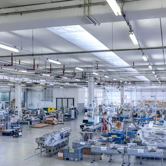 Assembly hall of the machine supplier.