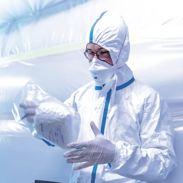 Preparing the samples.