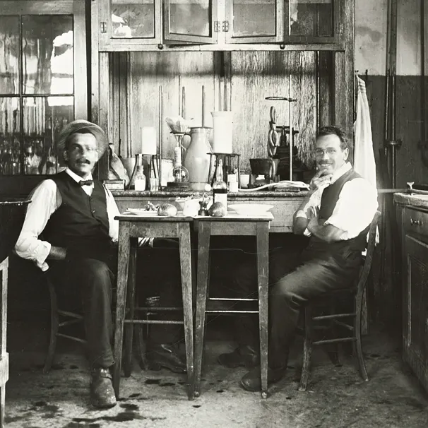 Health Safety and Environment managers might get a shock if someone snacked in a laboratory today as chemists Emil Walder and Oskar Knecht (right) did in the freshly minted Sandoz laboratories in 1910. That’s what high-tech was more than a century ago.