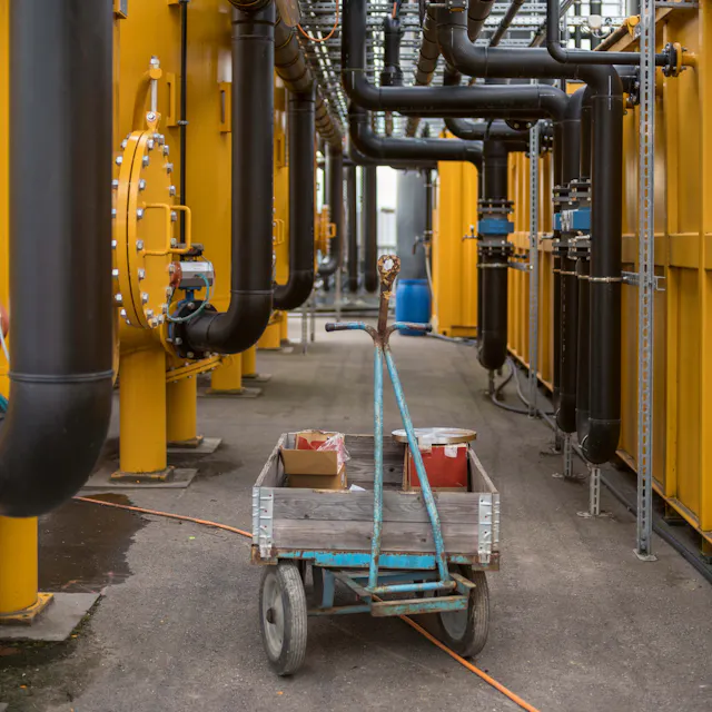 Three-stage wastewater and groundwater treatment plant with activated carbon filter.