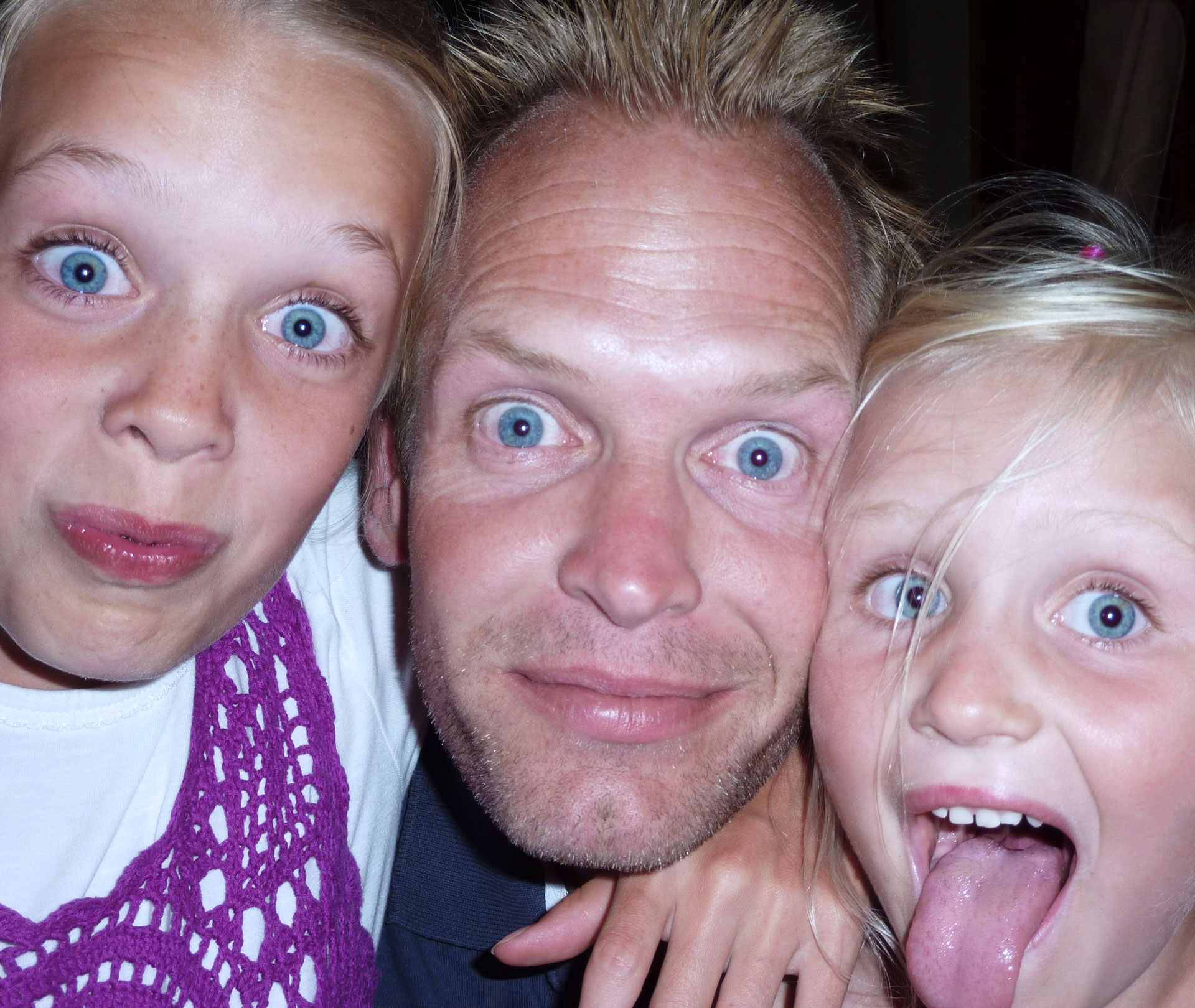 Marc Rijken and his daughters with their bright blue eyes