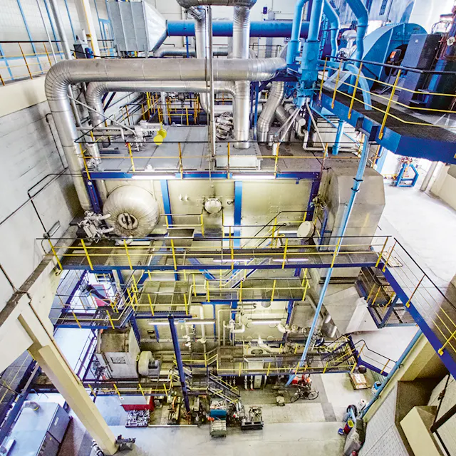 View of one of the steam boilers installed in the boiler house in 1962.