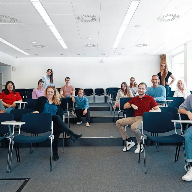 The Liberali Lab at the FMI (left side, from left to right): Gustavo Quintas Glasner de Medeiros, Quitan Yang, Chiara Azzi, Silvia Barbiero, Prisca Liberali, Alexis Haan, Nicole Repina; (right side, from left to right): Ludivine Challet Meylan, Emma Streutker, Maurice Kahnwald, Koen Oost, Franziska Moos, Véronique Kalck, Simon Suppinger.