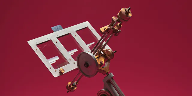 Remotely reminiscent of a sextant, this 1930s apparatus comes from a Viennese manufactory and is equipped with a clockwork mechanism. It was used to test the lightfastness of textiles. The instrument was installed on a roof with fabric stretched over it and aligned according to the course of the sun.