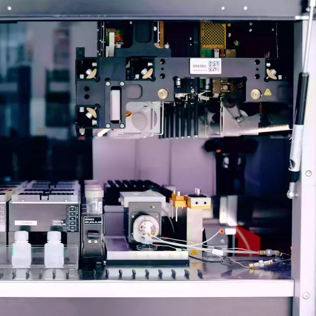 Close-up of a triple quadrupole mass spectrometer.