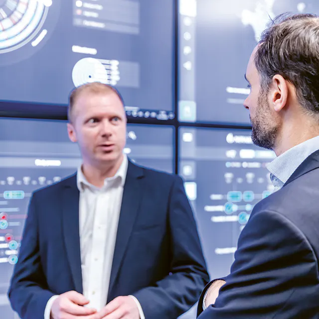Stephen Voice (left) and Robert McGregor during the opening of the SENSE center on the Campus in Basel.