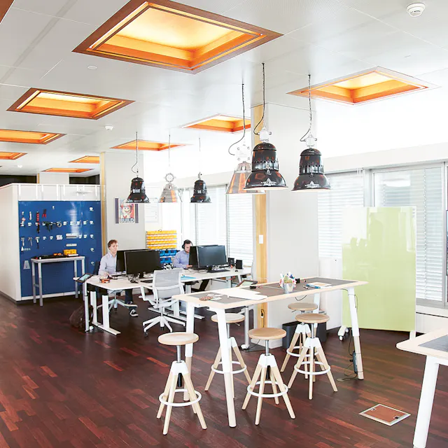 A bit unconventional for Novartis, but engineers like the slightly makeshift look and feel of the Garage on the Novartis Campus in Basel.