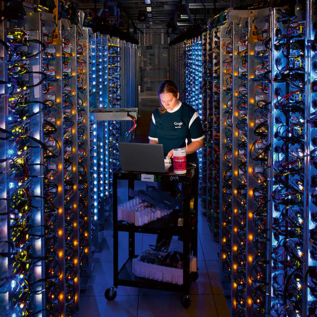 Diagnose eines überhitzten Computerprozessors in einem Google-Datenzentrum in Oregon, USA.