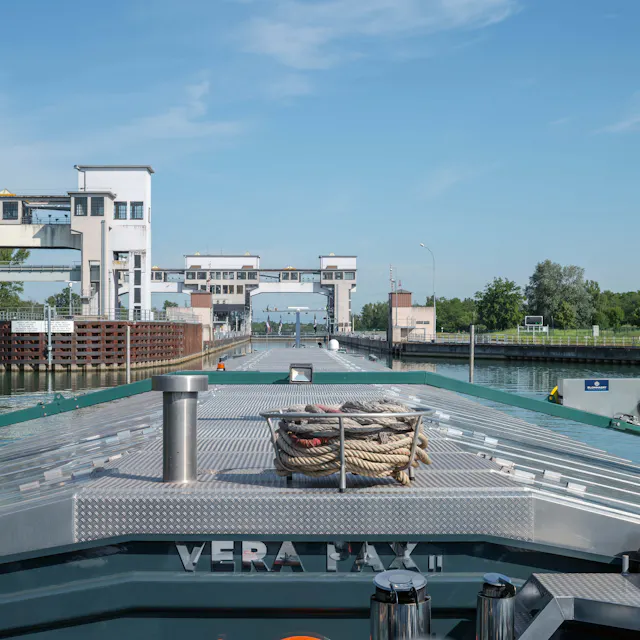 One of 13 locks (Kembs, France) on the transport vessel’s journey to Holland with the excavated material.
