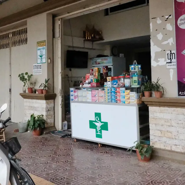 Small but important – a makeshift pharmacy in Cambodia.