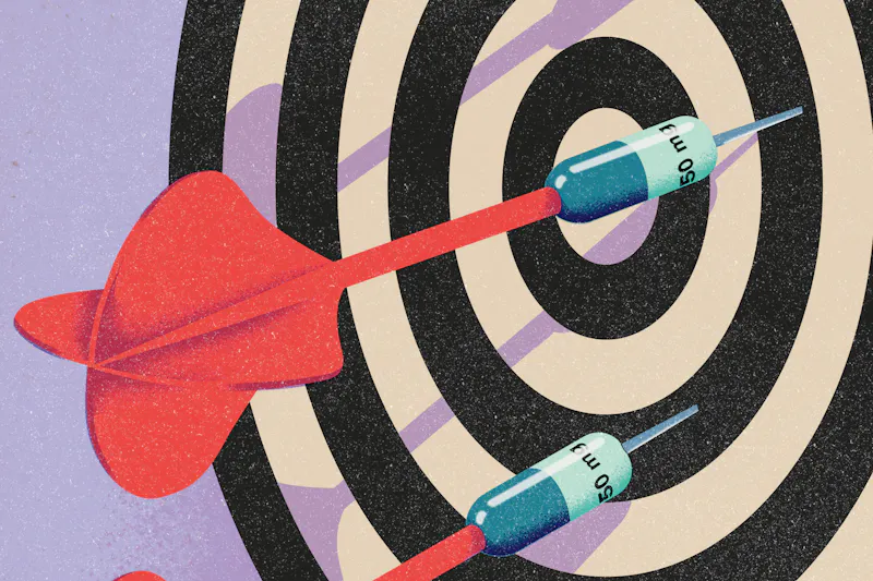 Illustration: dartboard with darts
