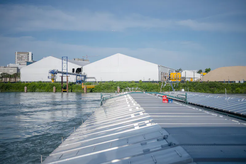 View of the remediation site from the approaching disposal ship.