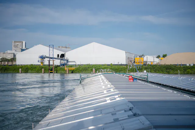 View of the remediation site from the approaching disposal ship.